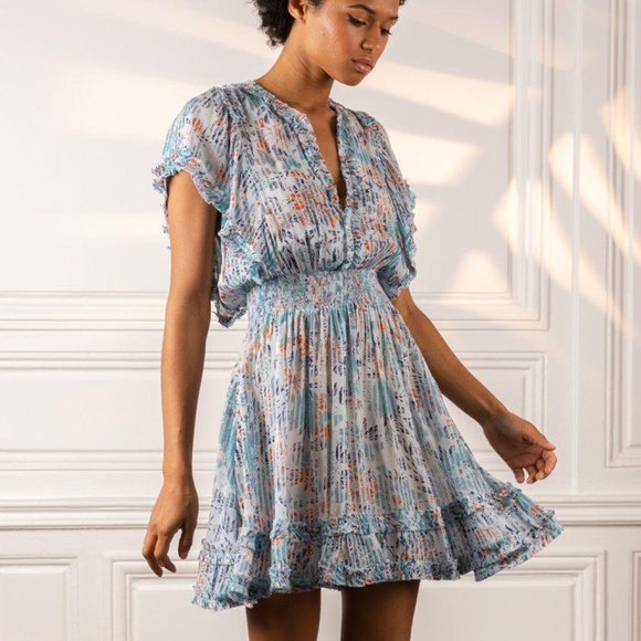 Poupette St. Barth Dresses & Skirts - Poupette St Barth Amber Mini Dress Sky-blue Marigold sz S NEW